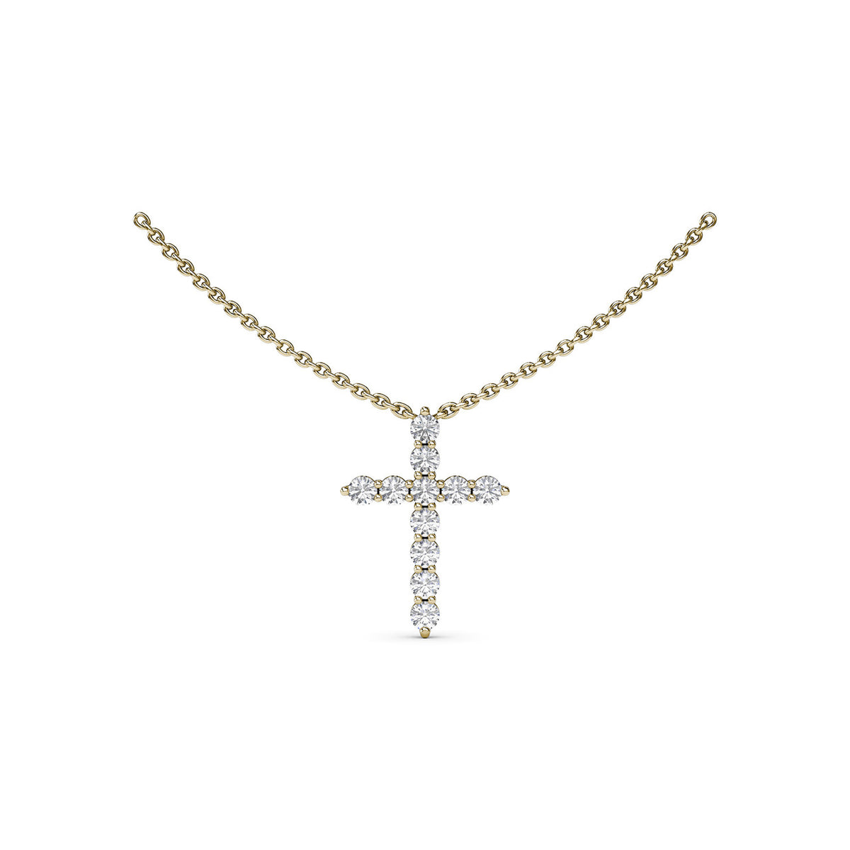 Diamond Prong Cross Necklace