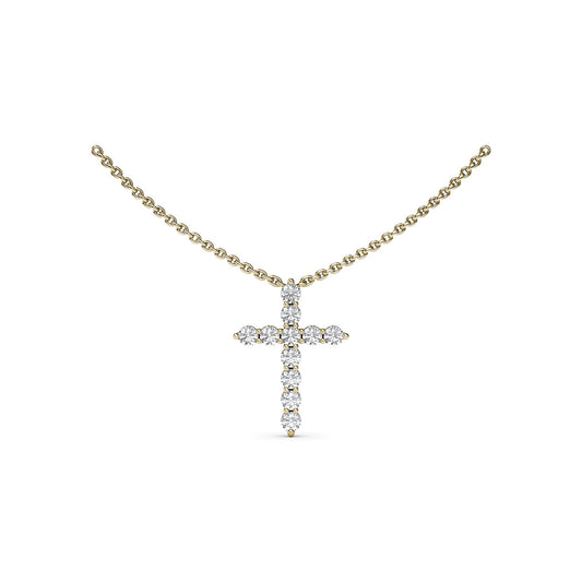 Diamond Prong Cross Necklace