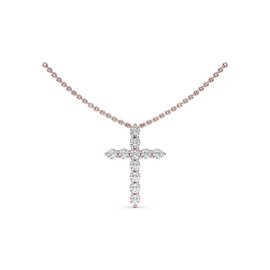 Diamond Prong Cross Necklace