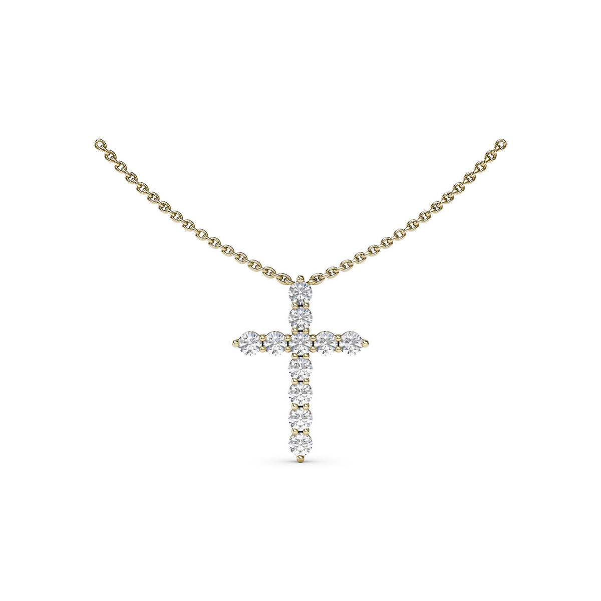 Diamond Prong Cross Necklace