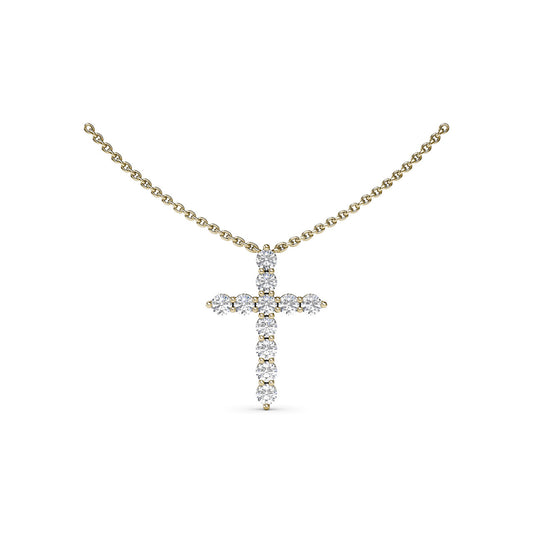 Diamond Prong Cross Necklace