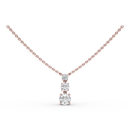 Empire Three Stone Drop Necklace