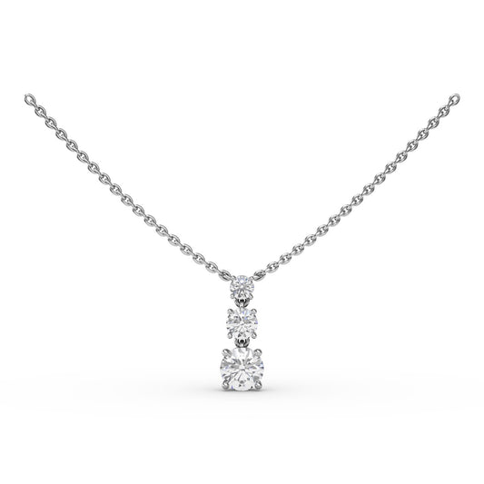 Empire Three Stone Drop Necklace