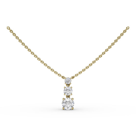 Empire Three Stone Drop Necklace