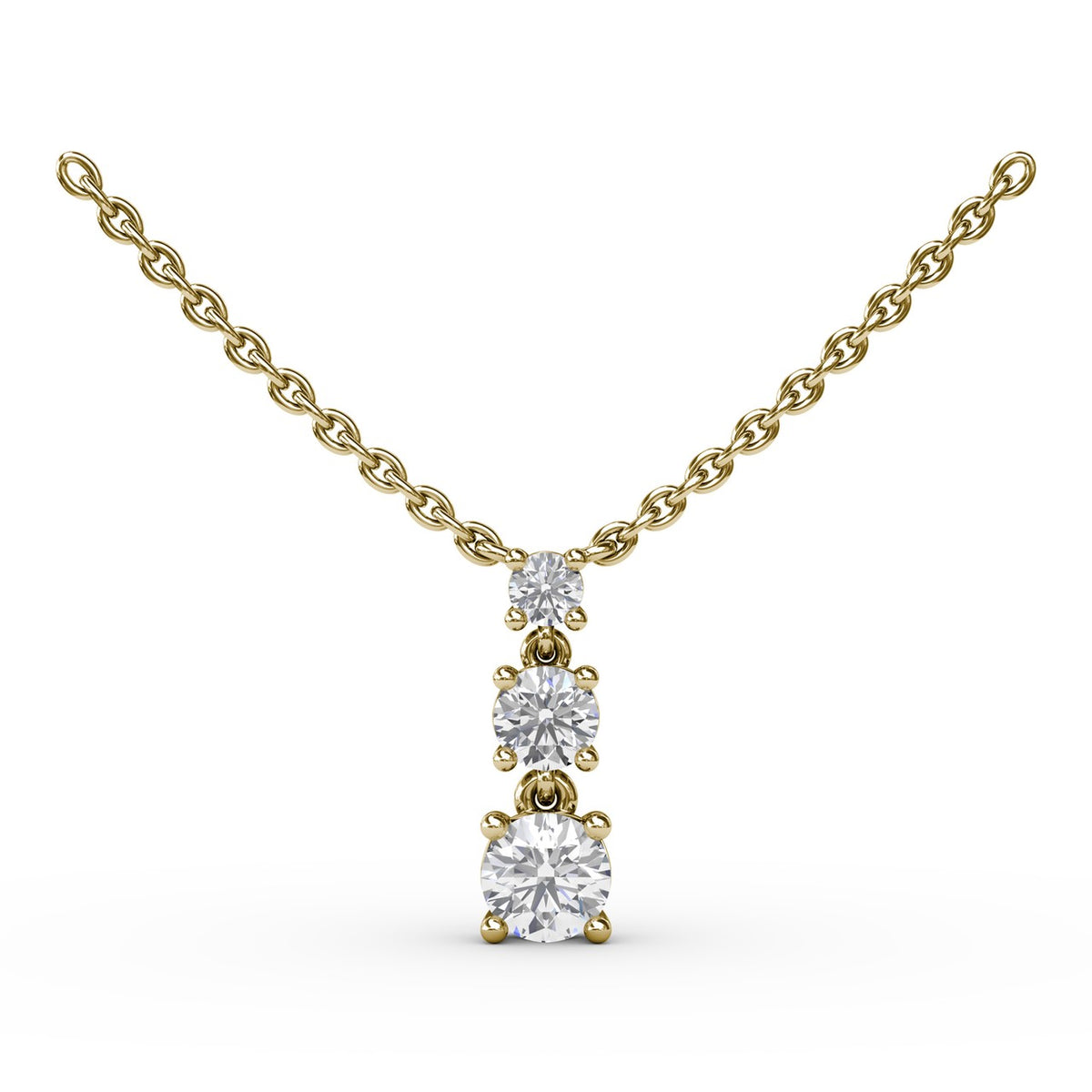 Empire Three Stone Drop Necklace