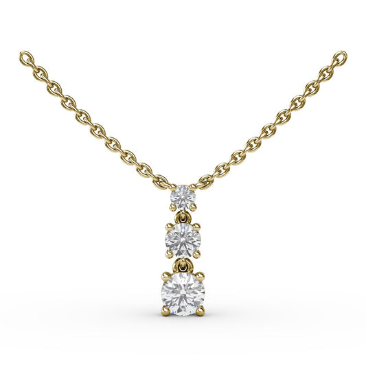 Empire Three Stone Drop Necklace