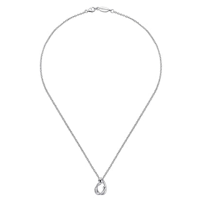 925 Sterling Silver Mother and Child Pendant Necklace with Diamonds