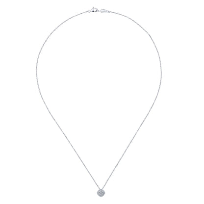 14K White Gold Diamond Pavé Cushion Pendant Necklace