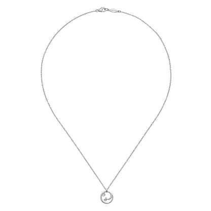 925 Sterling Silver Diamond Swirl Pendant Necklace