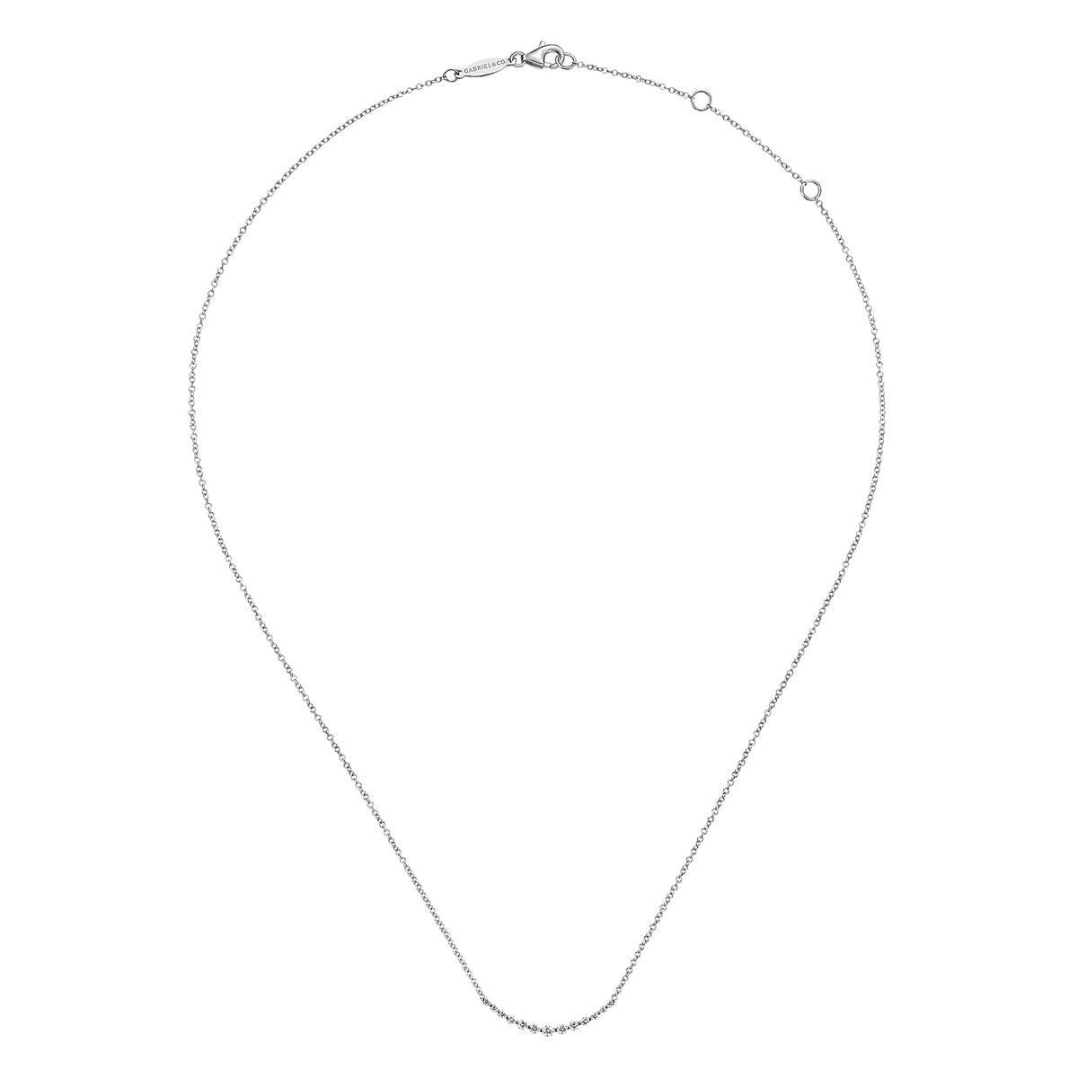 14K White Gold Diamond Curved Bar Necklace