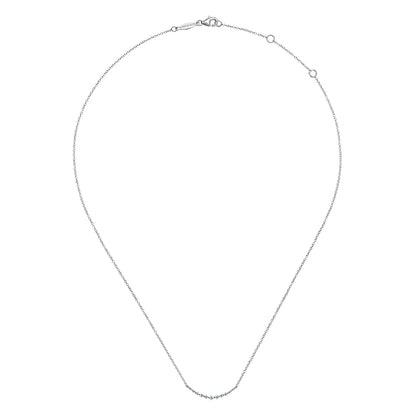 14K White Gold Diamond Curved Bar Necklace