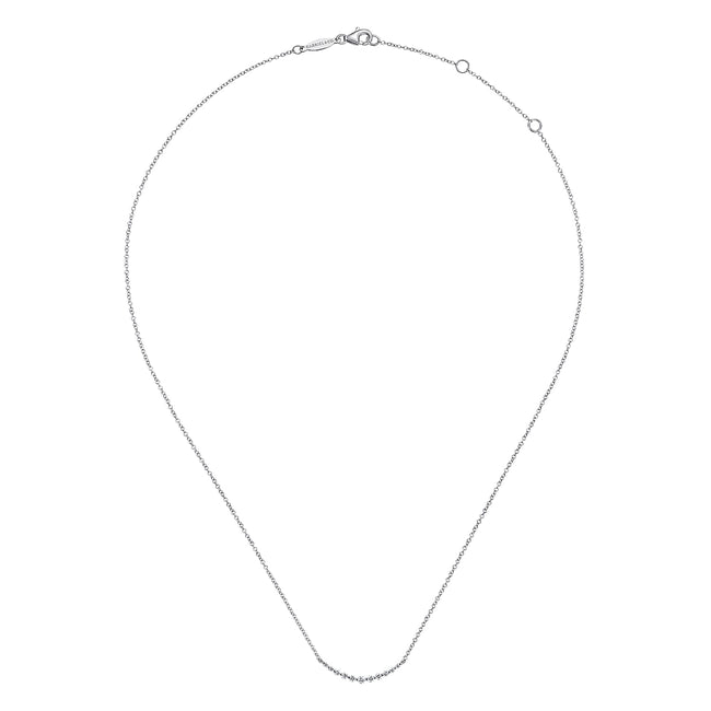 14K White Gold Diamond Curved Bar Necklace
