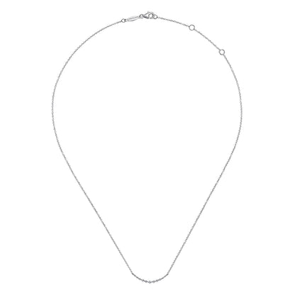 14K White Gold Diamond Curved Bar Necklace