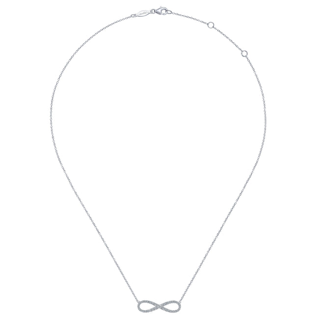 14K White Gold Diamond Infinity Symbol Pendant Necklace