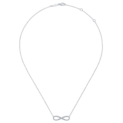 14K White Gold Diamond Infinity Symbol Pendant Necklace