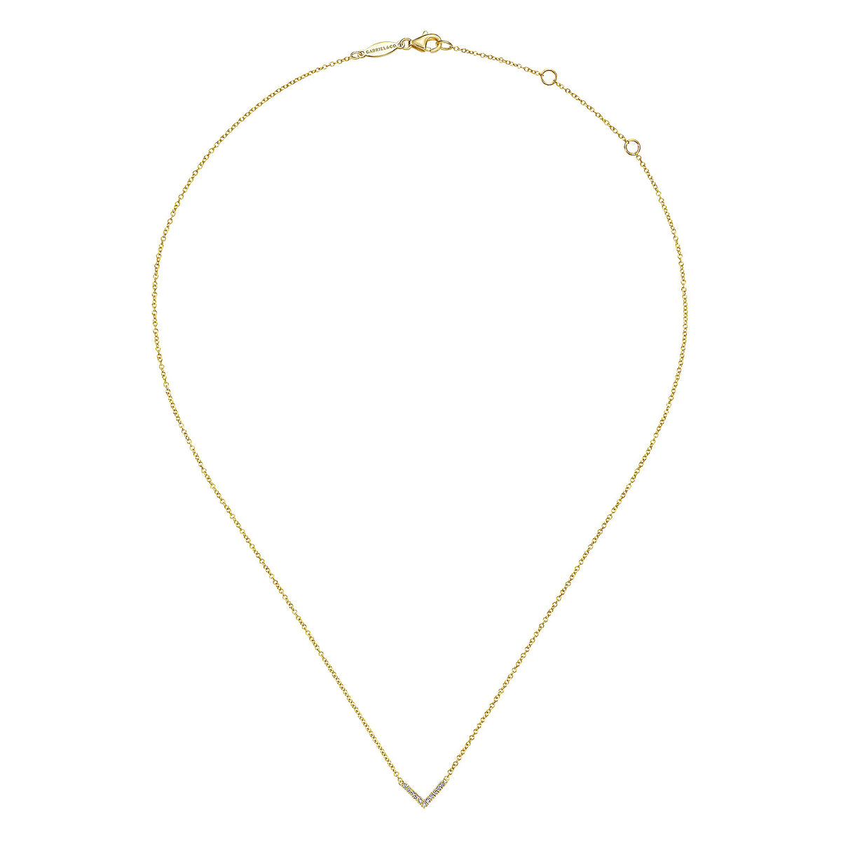 14K Yellow Gold Diamond Chevron Necklace