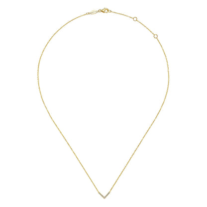 14K Yellow Gold Diamond Chevron Necklace
