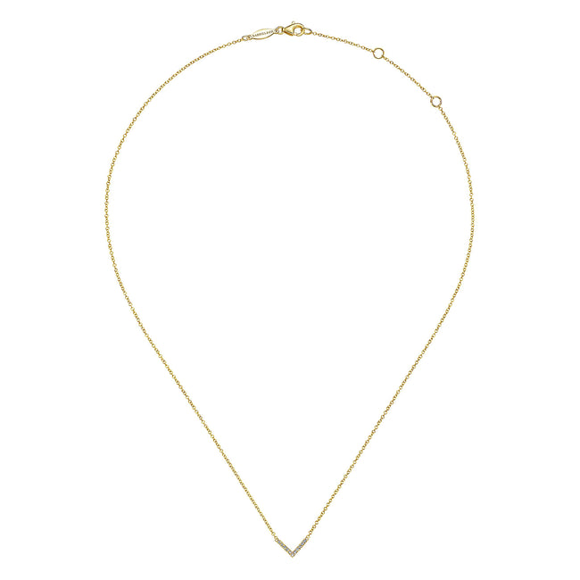 14K Yellow Gold Diamond Chevron Necklace