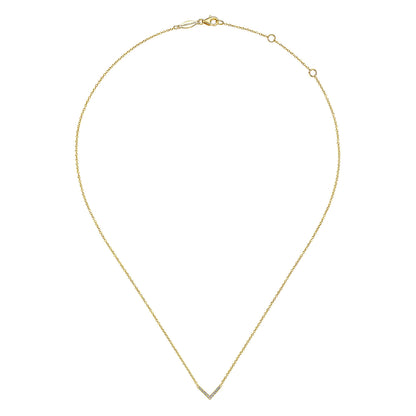 14K Yellow Gold Diamond Chevron Necklace