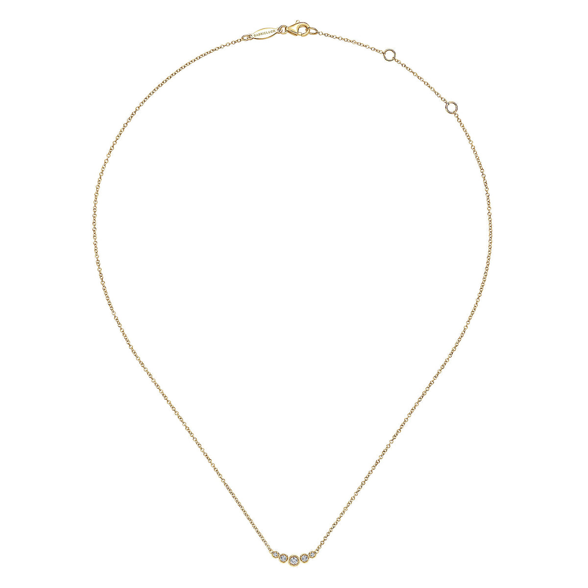 14K Yellow Gold Curved Diamond Bar Necklace