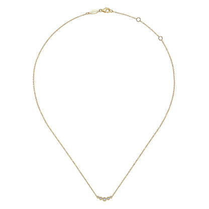 14K Yellow Gold Curved Diamond Bar Necklace