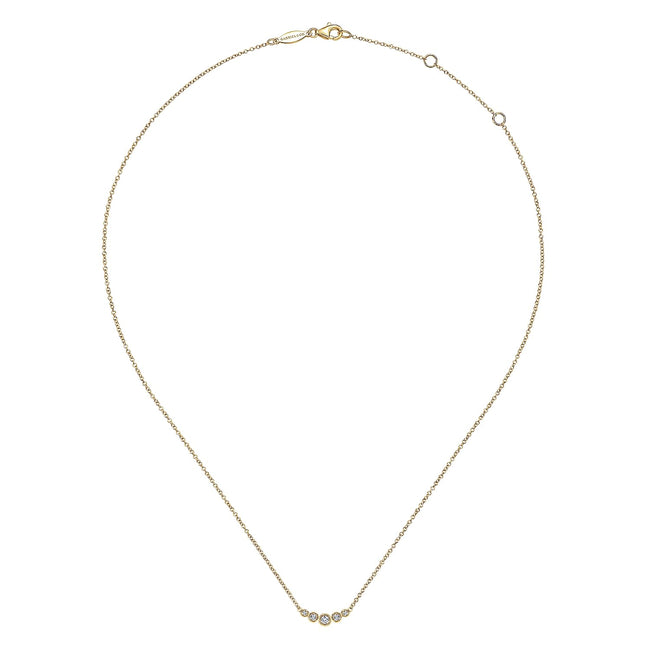 14K Yellow Gold Curved Diamond Bar Necklace