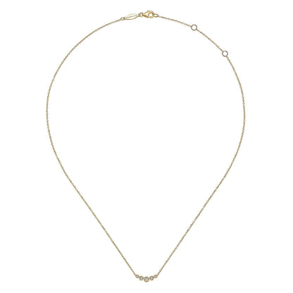 14K Yellow Gold Curved Diamond Bar Necklace