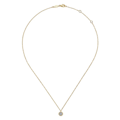 14K Yellow Gold Octagonal Pavé Diamond Pendant Necklace