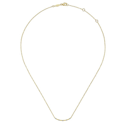 14K Yellow Gold Diamond Stations Bar Necklace