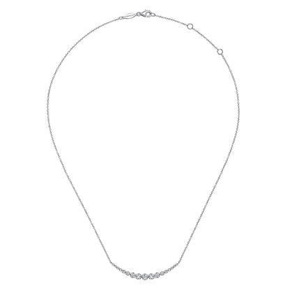 14K White Gold Diamond Curved Bar Necklace