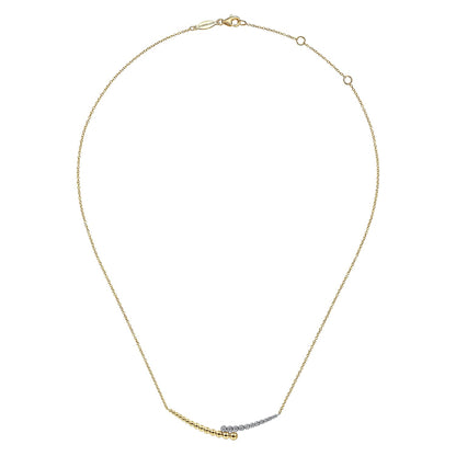 14K Yellow-White Gold Bujukan Diamond Bar Necklace