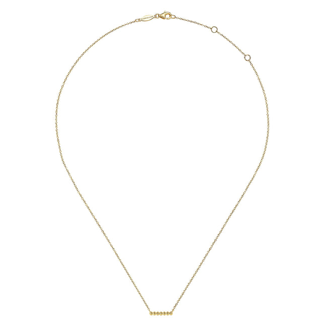 14K Yellow Gold Bujukan Beaded Bar Necklace