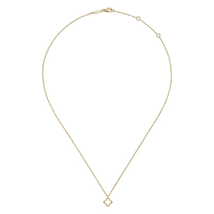 14K Yellow Gold Open Clover Pendant Necklace