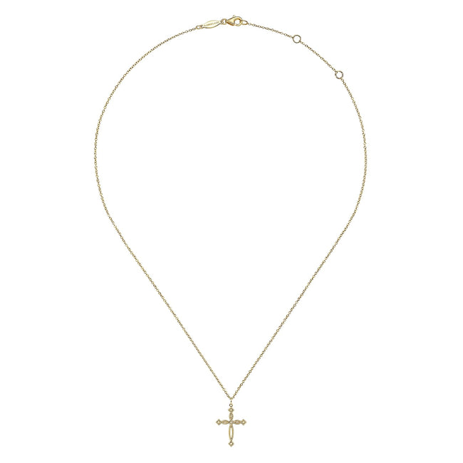 14K Yellow Gold Twisted Cross Pendant Necklace