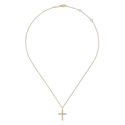 14K Yellow Gold Twisted Cross Pendant Necklace