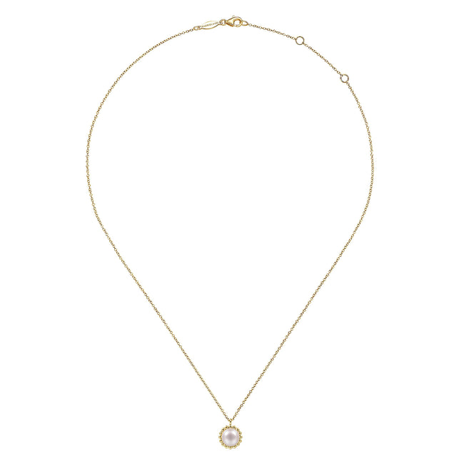 14K Yellow Gold Bujukan Pearl Pendant Necklace