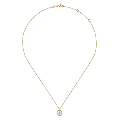 14K Yellow Gold Bujukan Pearl Pendant Necklace