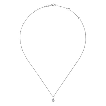 14K White Gold Pavé Diamond Pendant Necklace
