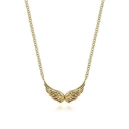 14K Yellow Gold Angel Wings Necklace