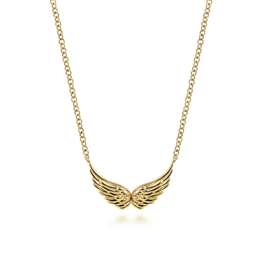 14K Yellow Gold Angel Wings Necklace