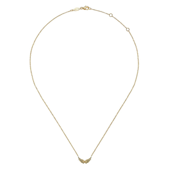 14K Yellow Gold Angel Wings Necklace