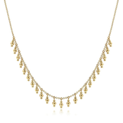 14K Yellow Gold Bujukan Bead Station Necklace