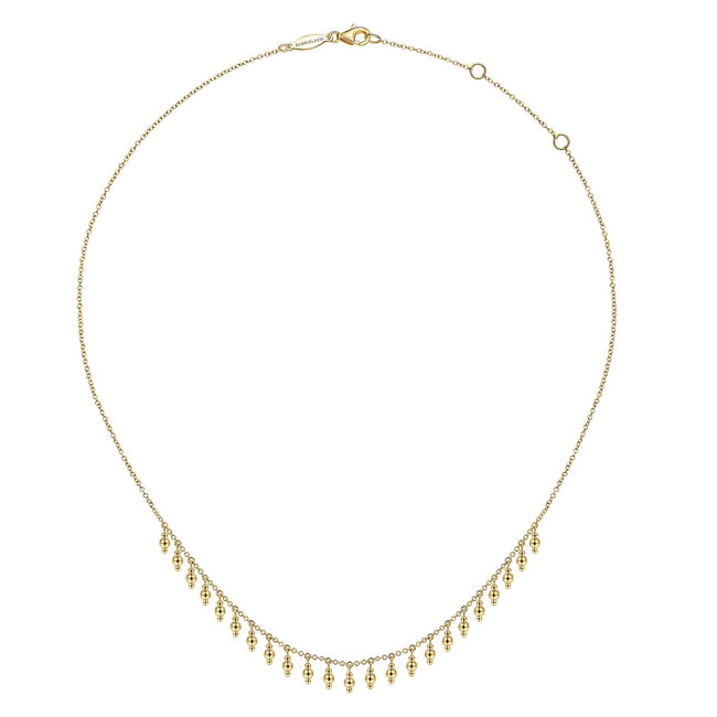 14K Yellow Gold Bujukan Bead Station Necklace