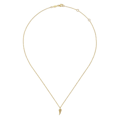 14K Yellow Gold Angel Wings Pendant Necklace