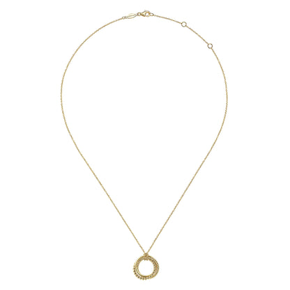 14K Yellow Gold BujukanTwisted Rope Multi Circle Pendant Necklace