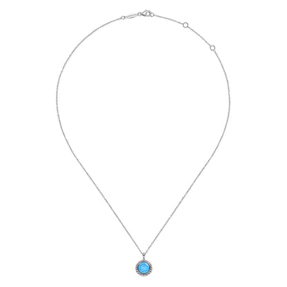 925 Sterling Silver Rock Crystal and Turquoise Pendant Necklace