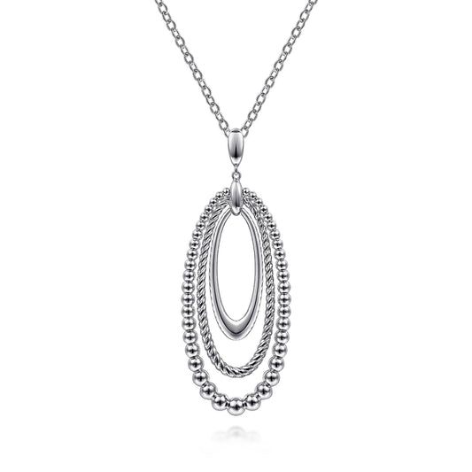 925 Sterling Silver Bujukan and Rope Circle Pendant Necklace