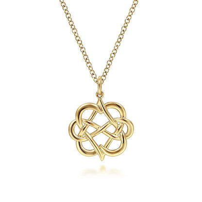 14K Yellow Gold Interwoven Floral Pendant Necklace