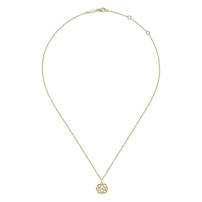 14K Yellow Gold Interwoven Floral Pendant Necklace