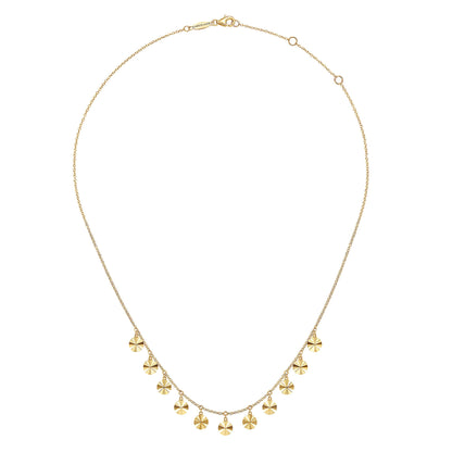 14K Yellow Gold Disc Drops Necklace